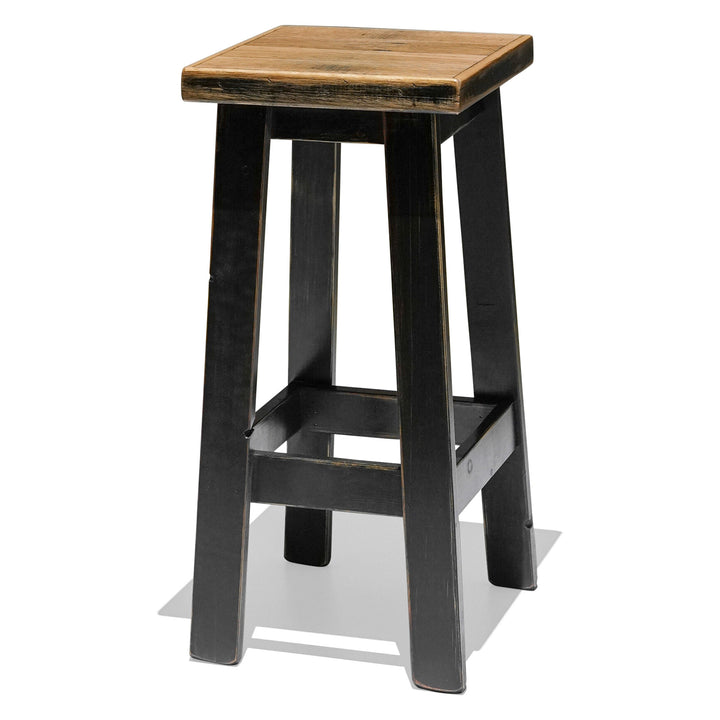 Recycled Hardwood Bar Stool - Rustic Black