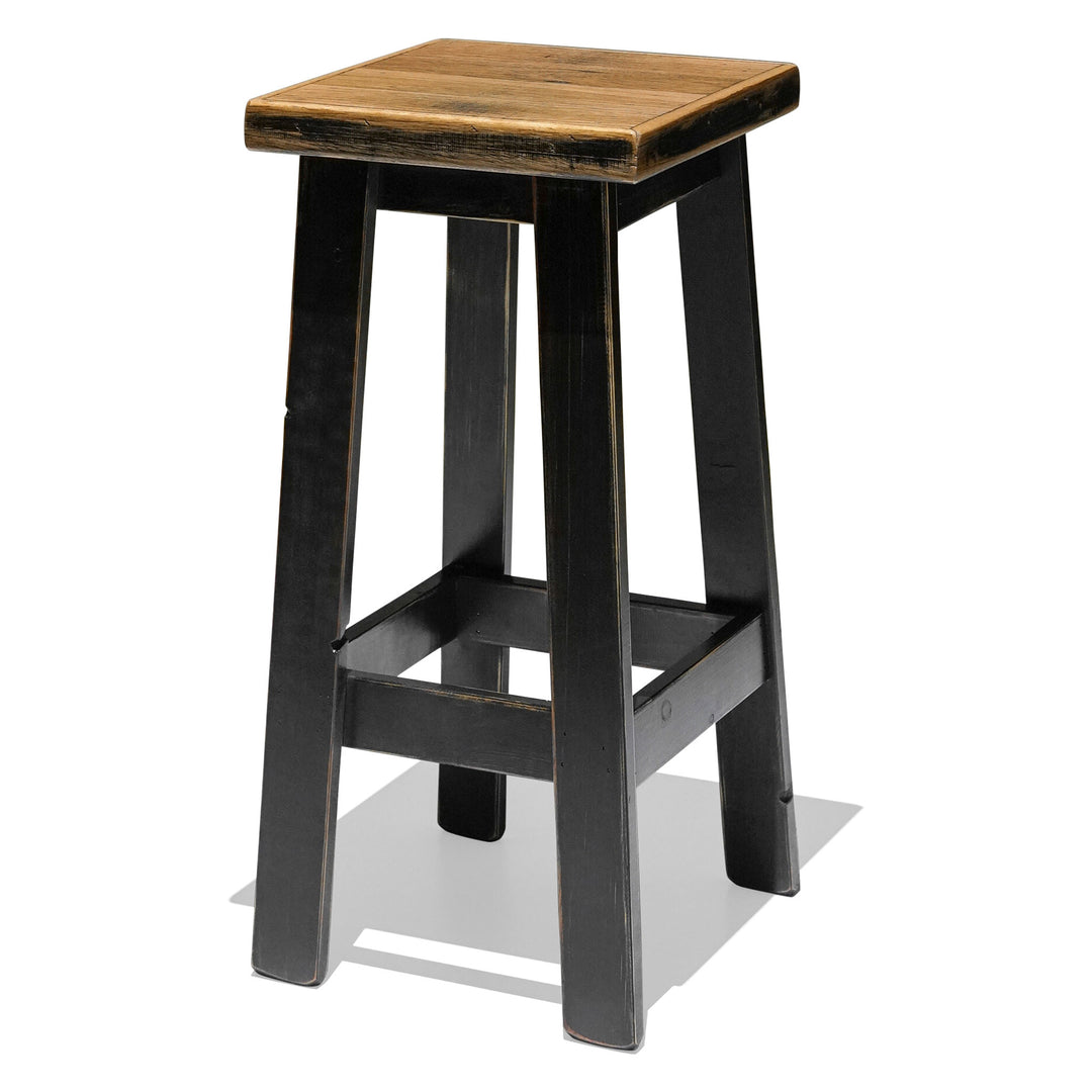 Recycled Hardwood Bar Stool - Rustic Black