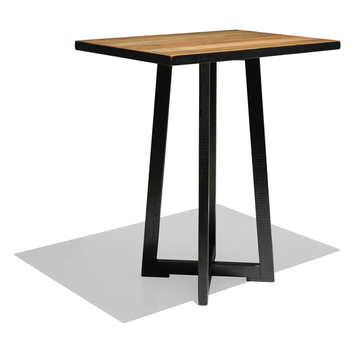 Recycled Hardwood Cross Bar Table - Black Wash - No Gaps - 65 x 90cm