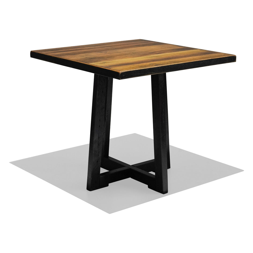 Recycled Hardwood Cross Table - Black Wash - No Gaps- 80SQ