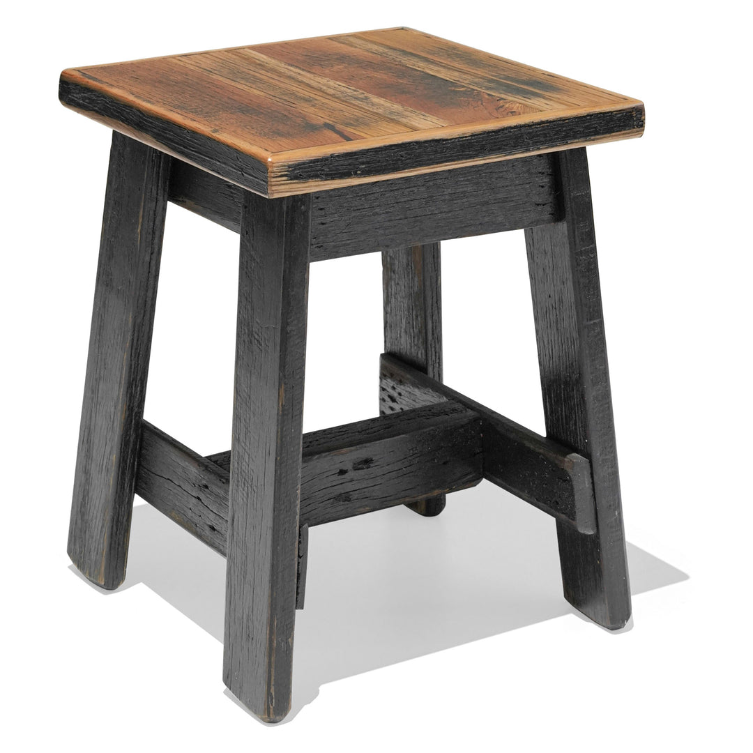 Recycled Hardwood Stool - Rustic Black