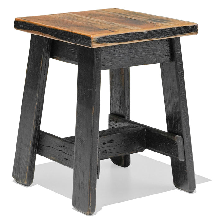 Recycled Hardwood Stool - Rustic Black