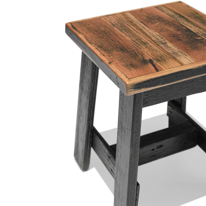 Recycled Hardwood Stool - Rustic Black