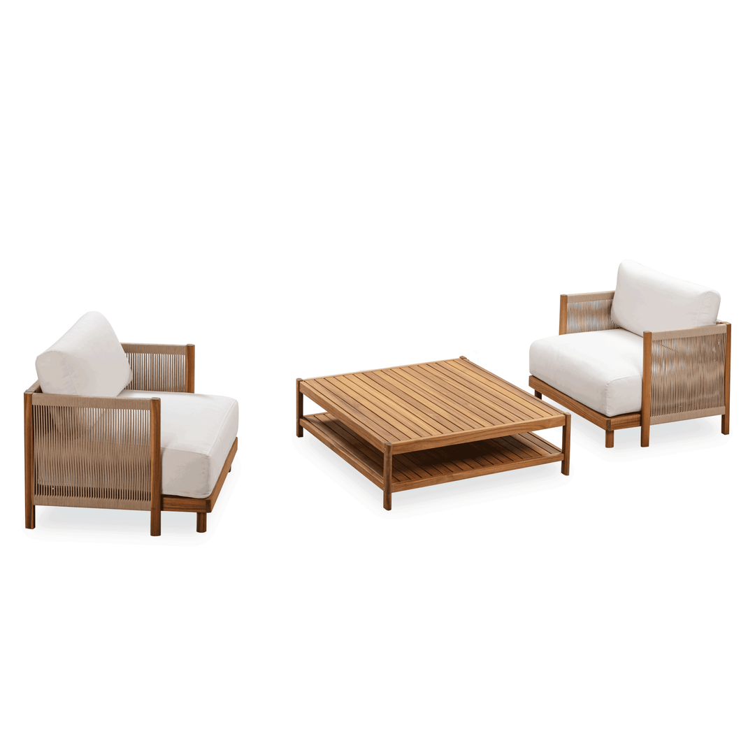 Madrid Outdoor 2 Sofa Chairs + Coffee Table Set