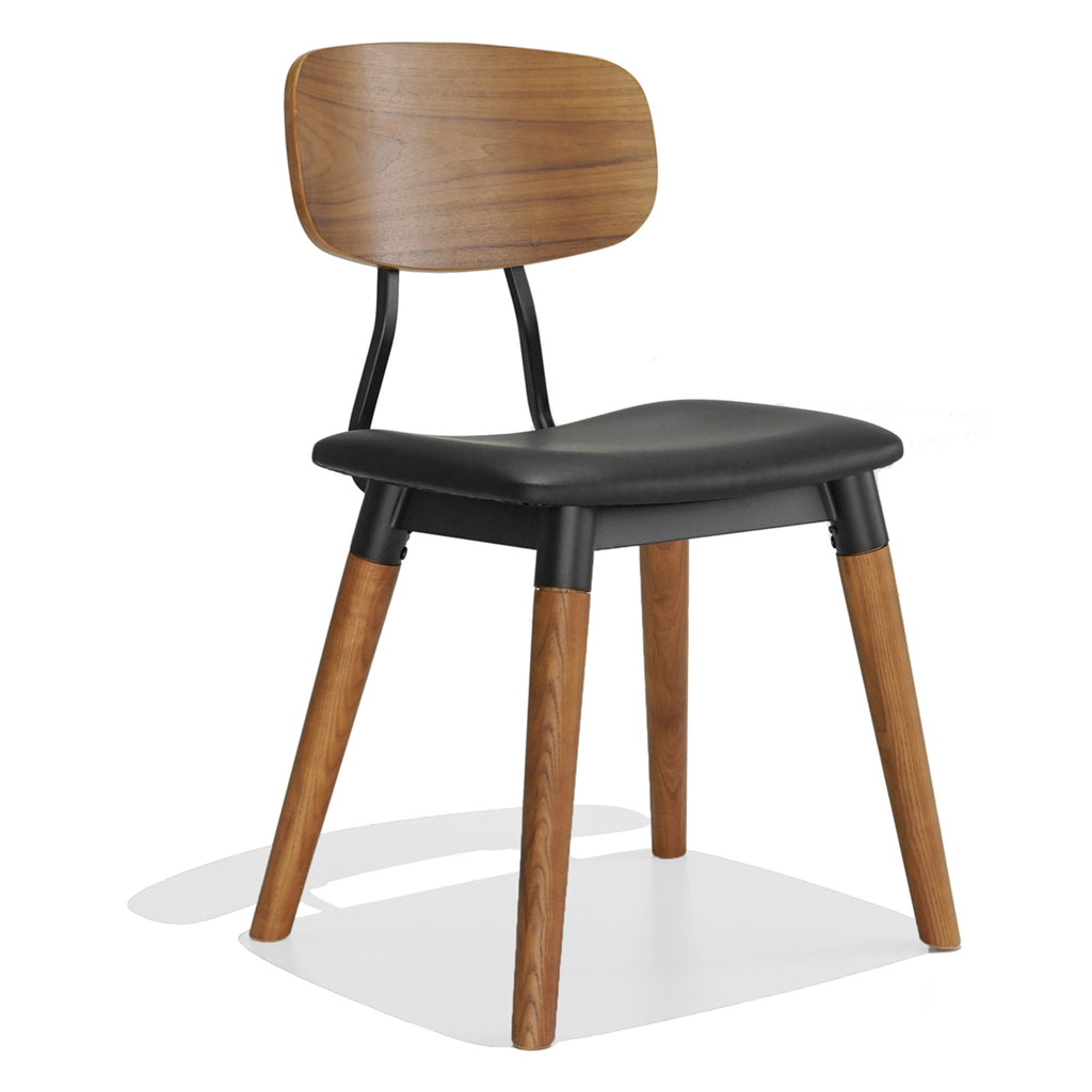 French Industrial Chair - Upholstered - Walnut