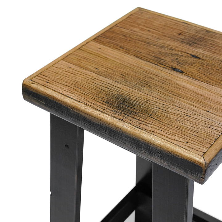 Recycled Hardwood Bar Stool - Rustic Black