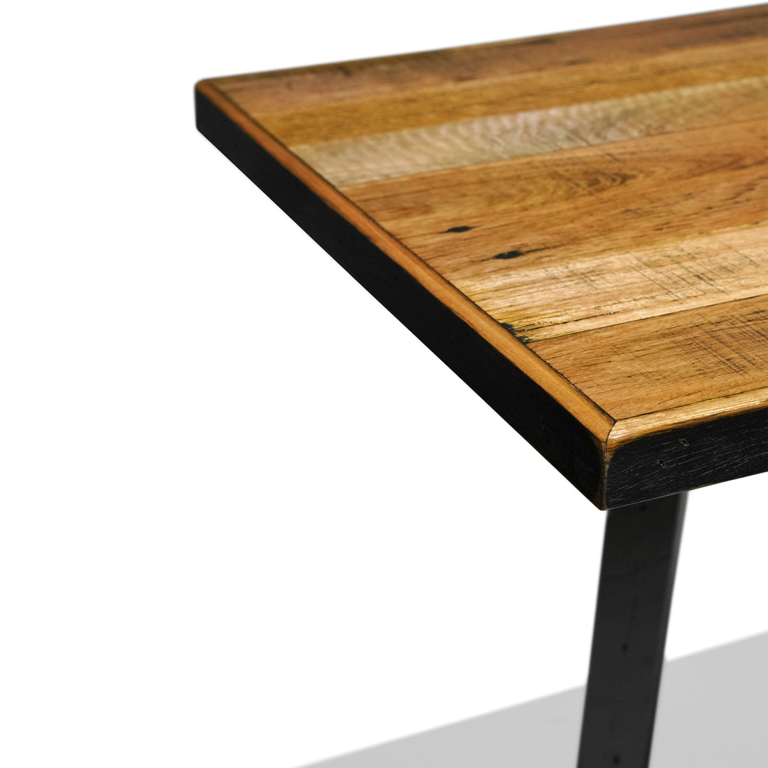 Recycled Hardwood Cross Bar Table - Black Wash - No Gaps - 65 x 90cm