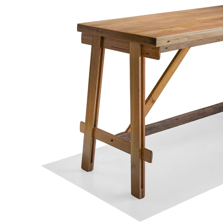 Recycled Hardwood Farmhouse Trestle Bar Table - Blonde - Indoor