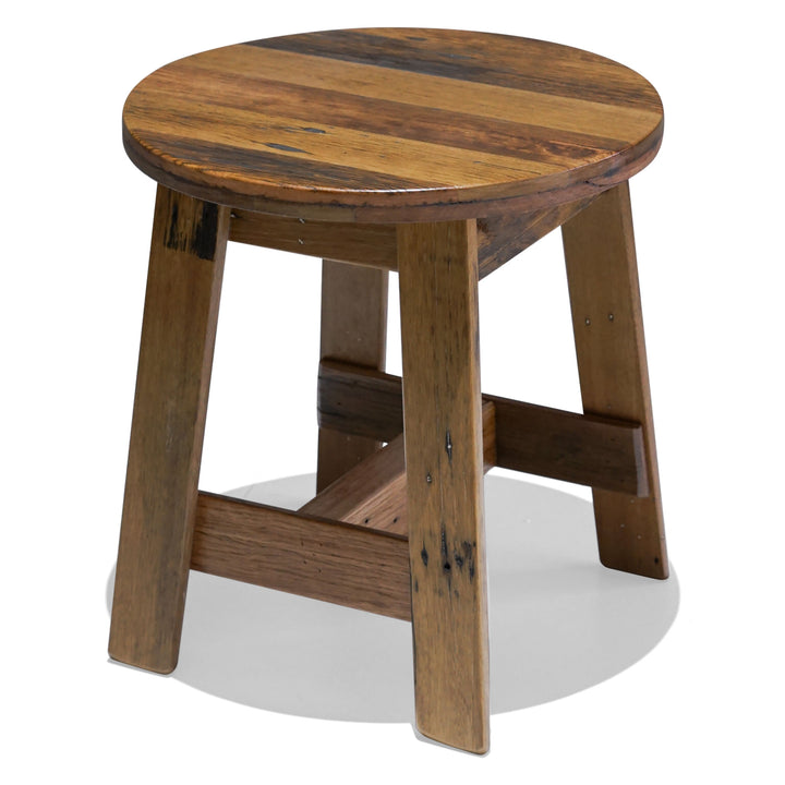 Recycled Hardwood Stool - Round Seat - Blonde - Indoor