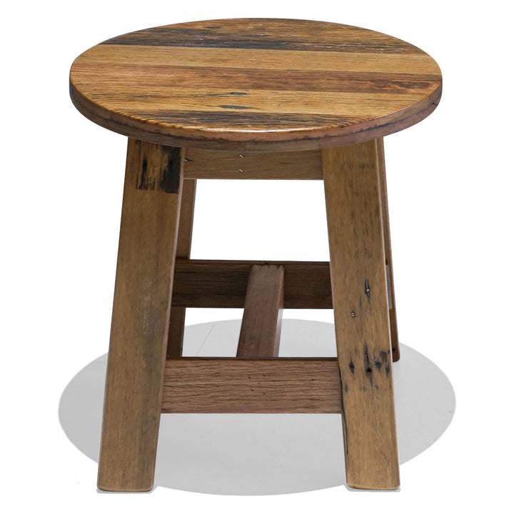 Recycled Hardwood Stool - Round Seat - Blonde - Indoor