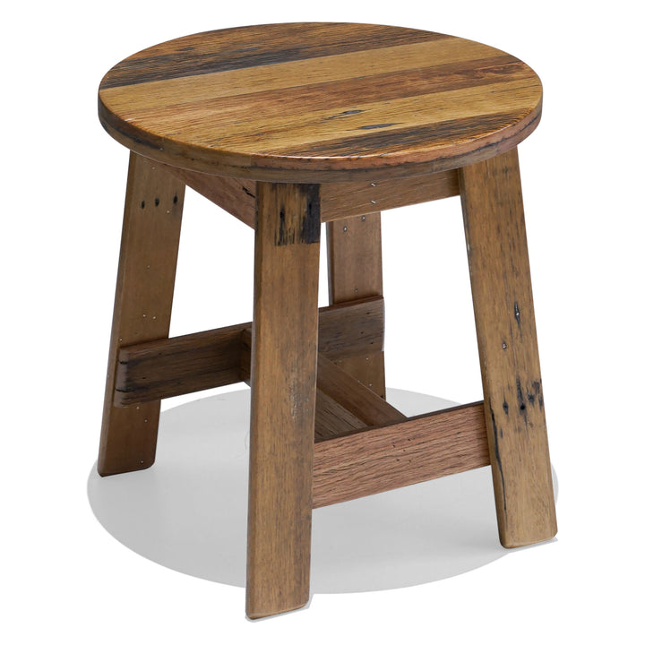 Recycled Hardwood Stool - Round Seat - Blonde - Indoor