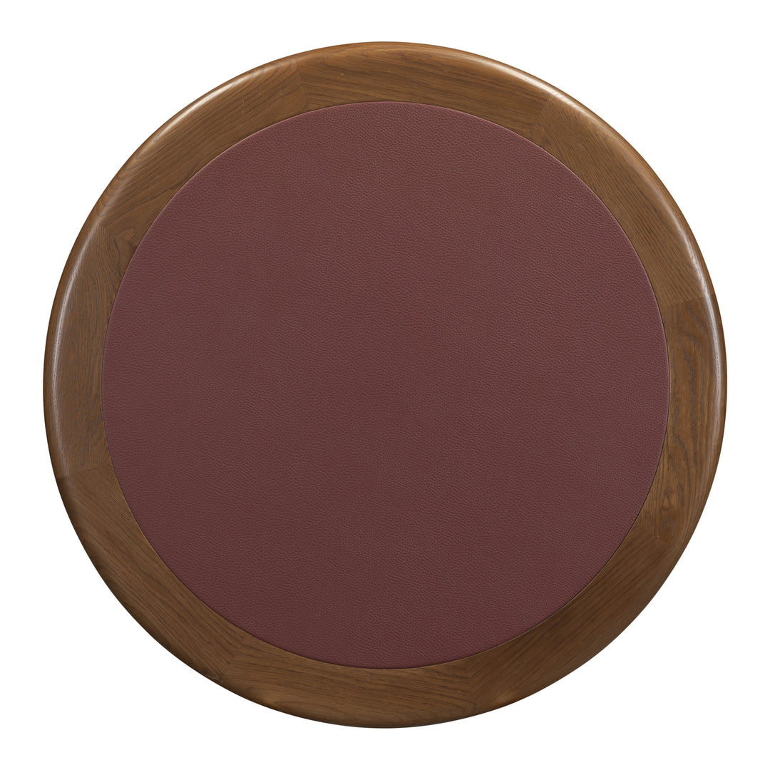 Monaco Table Top - Ruby Red PU Leather / Mocha Oak