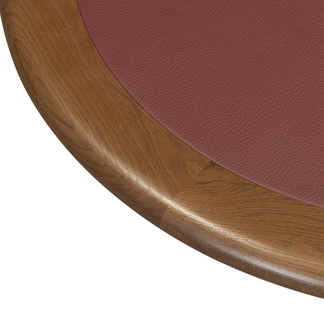 Monaco Table Top - Ruby Red PU Leather / Mocha Oak
